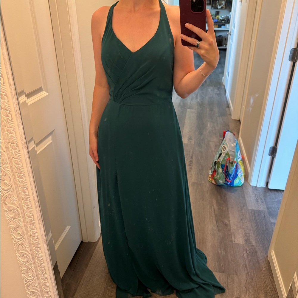 Emerald Green Ruched Maxi Dress